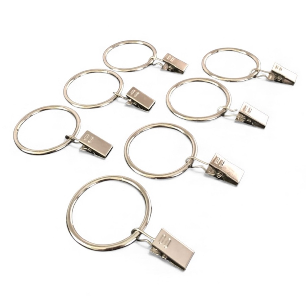 Silver Chrome Curtain Rings with Clips